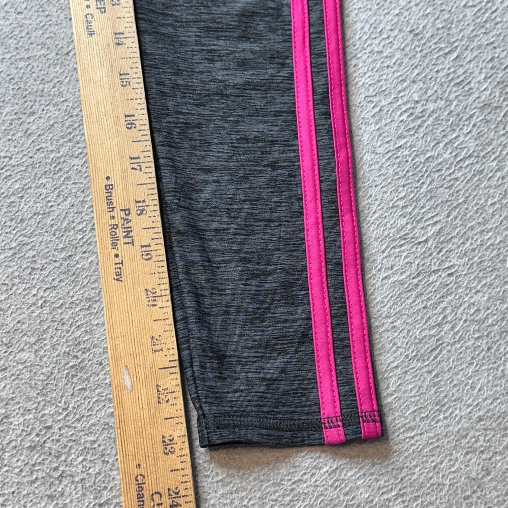 Adidas Leggings Girls M 10/12 Gray Pink‎ 3-Stripe Performance Athletic AK4591 - Picture 9 of 10